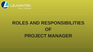Roles and Responsibilities of Project Manager