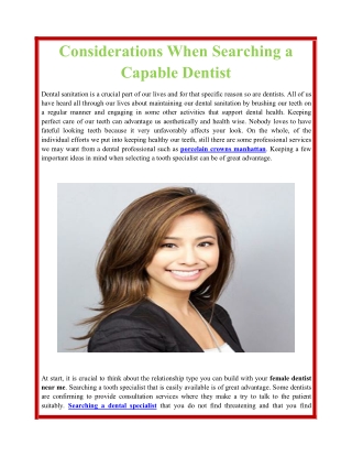 Considerations When Searching a Capable Dentist