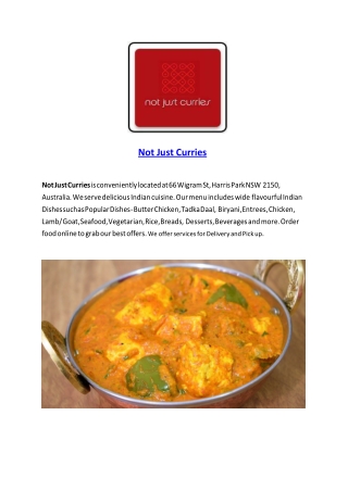 Not Just Curries-Harris Park - 15% Off