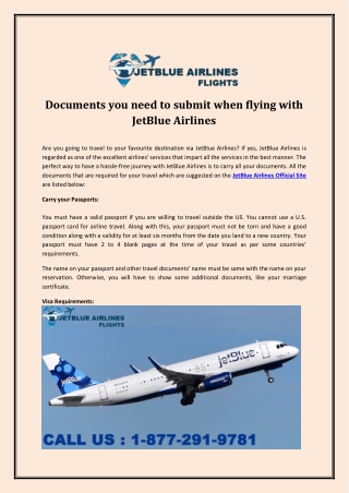 Documents you need to submit when flying with JetBlue Airlines