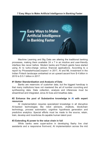 7 Easy Ways to Make Artificial Intelligence in Banking Faster