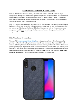 Honor 20 Series Fabric Back Covers