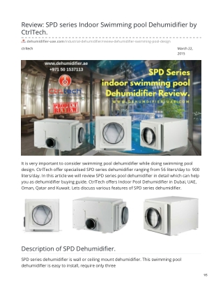 Review: SPD series Indoor Swimming pool Dehumidifier by CtrlTech #bestdehumidifier #pooldehumidifier