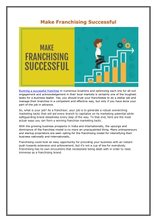 Make Franchising Successful
