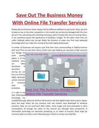 Save Out The Business Money With Online File Transfer Services
