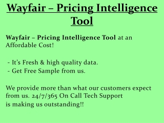 Wayfair – Pricing Intelligence Tool