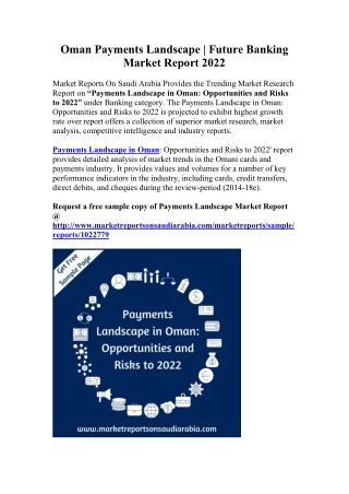 Oman Payments Landscape (2019-2022) | Latest Banking Market Report