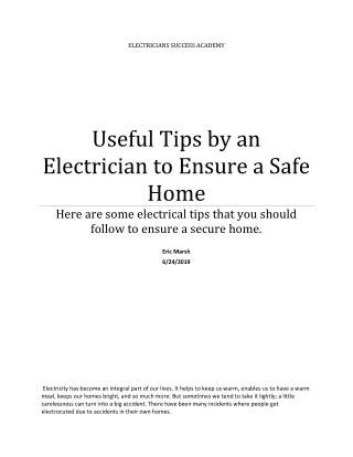 Useful tips by an electrician to ensure a safe home