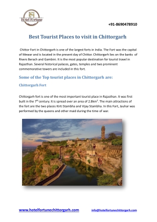 Best Tourist Places to visit in Chittorgarh