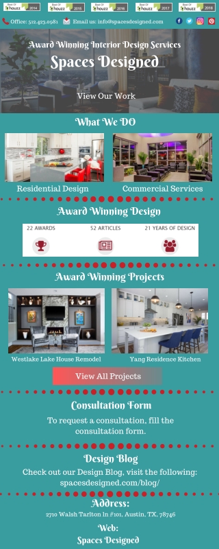 Award Winning Interior Design Services- Spaces Designed