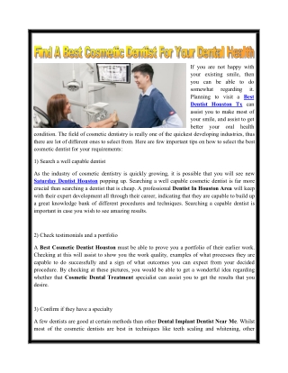 Find A Best Cosmetic Dentist For Your Dental Health