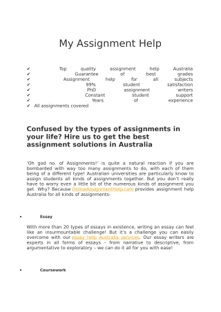 My Assignment Help- Online Assignment Help