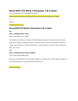 Devry SPCH 275 Week 1 Discussion 1 & 2 Latest