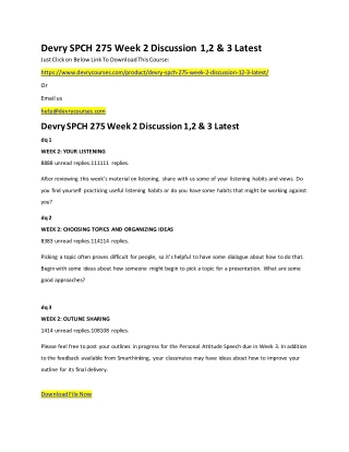 Devry SPCH 275 Week 2 Discussion 1,2 & 3 Latest