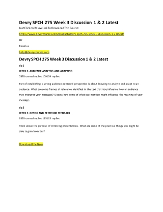 Devry SPCH 275 Week 3 Discussion 1 & 2 Latest