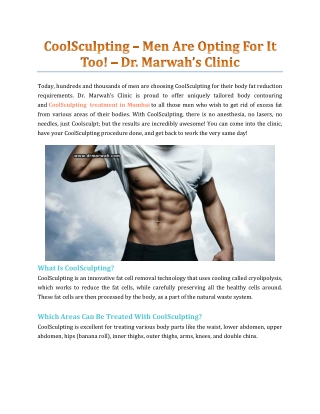 CoolSculpting – Men Are Opting For It Too! - Dr. Marwah's Clinic