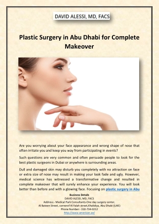 Plastic Surgery in Abu Dhabi for Complete Makeover