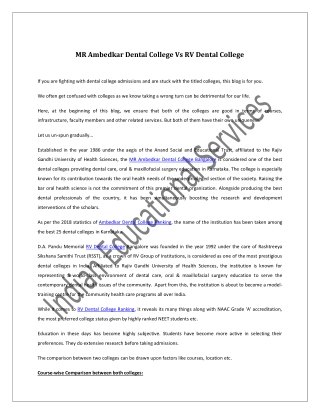 MR Ambedkar Dental College Vs RV Dental College