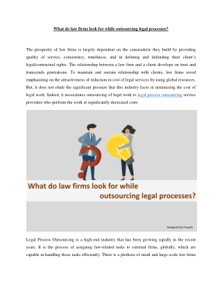 What do law firms look for while outsourcing legal processes?