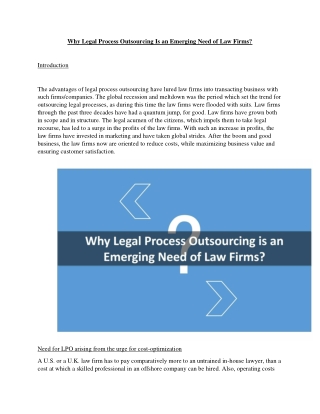 Why Legal Process Outsourcing Is an Emerging Need of Law Firms?