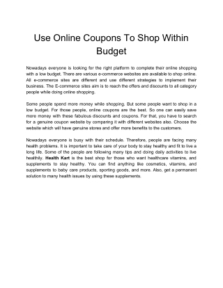 Use Online Coupons To Shop Within Budget