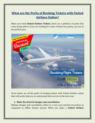 What are the Perks of Booking Tickets with United Airlines Online