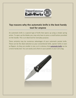 Top reasons why the automatic knife is the best handy tool for anyone