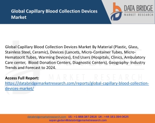Global Capillary Blood Collection Devices Market – Industry Trends and Forecast to 2024