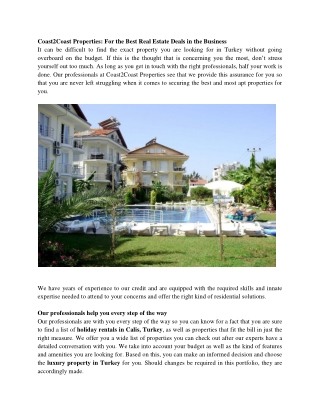 Coast2Coast Properties: For the Best Real Estate Deals in the Business
