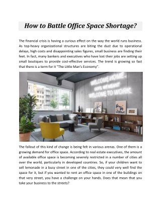 How to Battle Office Space Shortage?