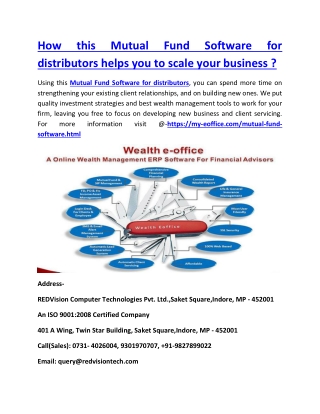 How this Mutual Fund Software for distributors helps you to scale your business ?