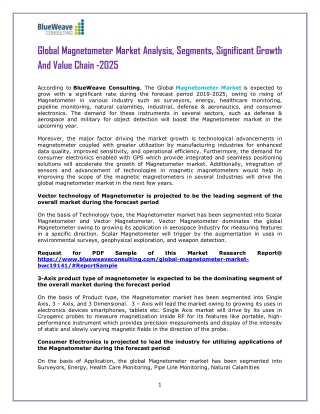 Global Magnetometer Market Analysis, Segments, Significant Growth And Value Chain -2025