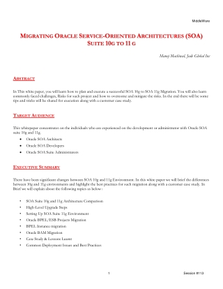 Learn how to plan and execute a successful SOA 10g to SOA 11g Migration