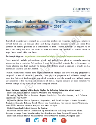 Biomedical Sealant Market – Trends, Outlook, and Opportunity Analysis, 2018 – 2026