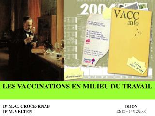 LES VACCINATIONS EN MILIEU DU TRAVAIL