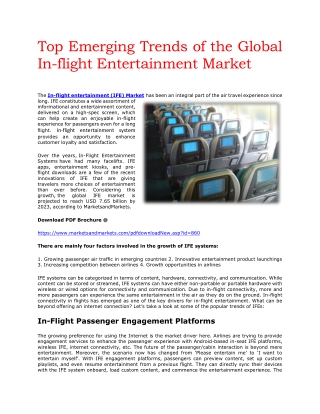 Top Emerging Trends of the Global In-flight Entertainment Market