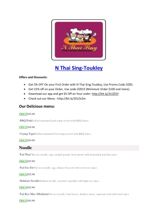 15% Off - N Thai Sing-Toukley
