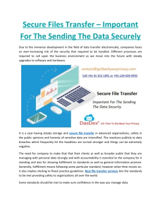 Secure Files Transfer – Important For The Sending The Data Securely
