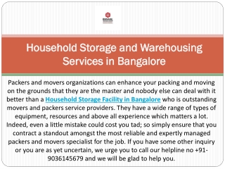 Household Storage and Warehousing Services in Bangalore