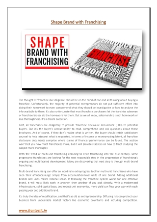 Shape Brand with Franchising
