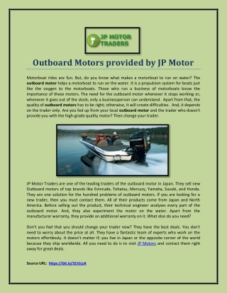Outboard Motors provided by JP Motor