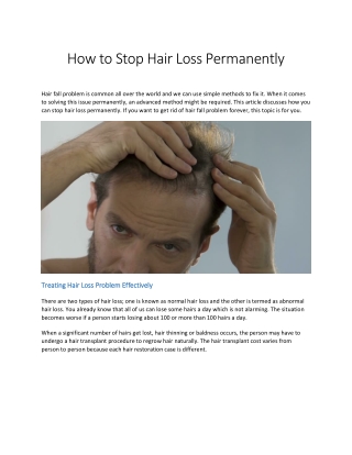 How to Stop Hair Loss Permanently