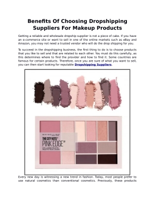 Benefits Of Choosing Dropshipping Suppliers For Makeup Products