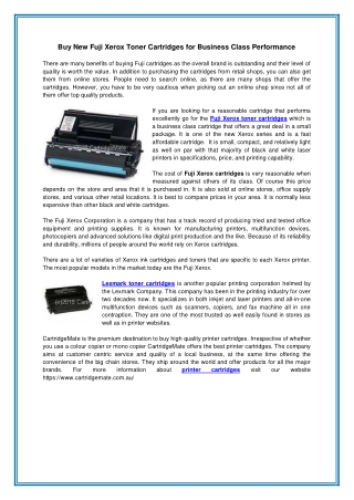 Buy New Fuji Xerox Toner Cartridges for Business Class Performance