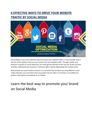 6 EFFECTIVE WAYS TO DRIVE YOUR WEBSITE TRAFFIC BY SOCIAL MEDIA