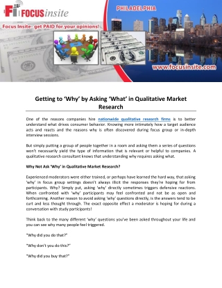 Getting to ‘Why’ by Asking ‘What’ in Qualitative Market Research