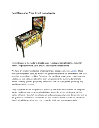 Rent Games for Your Event from Joystix