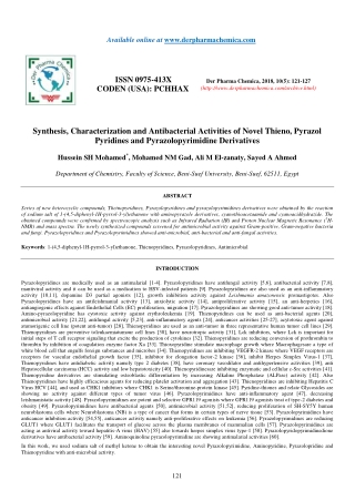 Synthesis, Characterization and Antibacterial Activities of Novel Thieno, Pyrazol Pyridines