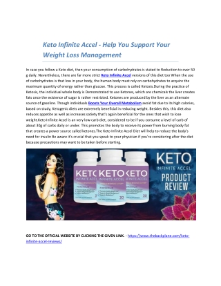 Keto Infinite Accel - Help You Support Your Weight Loss Management