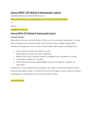 Devry SPCH 275 Week 4 Homework Latest